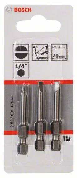 Bosch Schrauberbit Extra-Hart S 0,5 X 4,0, 49 Mm, 3er-Pack (2 607 001 475)