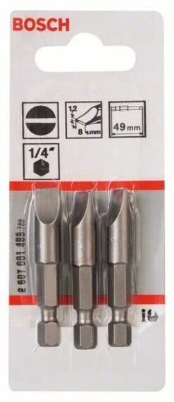 Bosch Schrauberbit Extra-Hart S 1,2 X 8,0, 49 Mm, 3er-Pack (2 607 001 485)