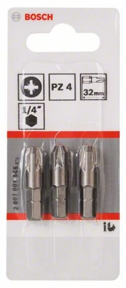 Bosch Schrauberbit Extra-Hart PZ 4, 32 Mm, 3er-Pack (2 607 001 566)