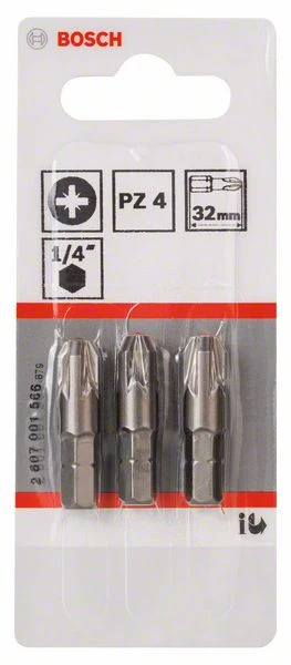 Bosch Schrauberbit Extra-Hart PZ 4, 32 Mm, 3er-Pack (2 607 001 566) 3 Bosch Schrauberbit Extra-Hart PZ 4, 32 Mm, 3er-Pack (2 607 001 566)