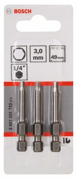 Bosch Schrauberbit Extra-Hart HEX 3, 49 Mm, 3er-Pack (2 607 001 732) 4 Bosch Schrauberbit Extra-Hart HEX 3, 49 Mm, 3er-Pack (2 607 001 732) – Bild 2