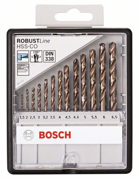 Bosch Metallbohrer-Set Robust Line HSS-Co, DIN 135, 135°, 13-teilig, 1,5 - 6,5 (2 607 019 926) 3 Bosch Metallbohrer-Set Robust Line HSS-Co, DIN 135, 135°, 13-teilig, 1,5 - 6,5 (2 607 019 926)