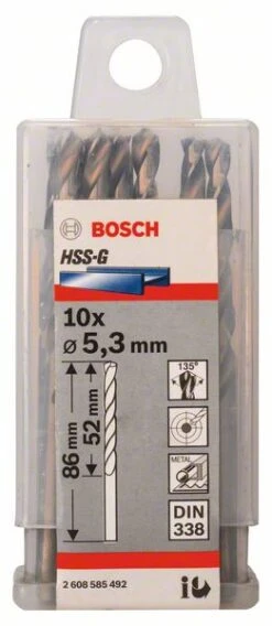Bosch Metallbohrer HSS-G, DIN 338, 5,3 X 52 X 86 Mm, 10er-Pack (2 608 585 492) -Bosch IMG RD 142276 16 oqsw un