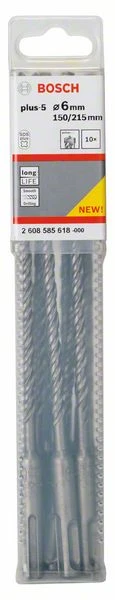 Bosch Hammerbohrer SDS Plus-5, 6 X 150 X 215 Mm, 10er-Pack (2 608 585 618)