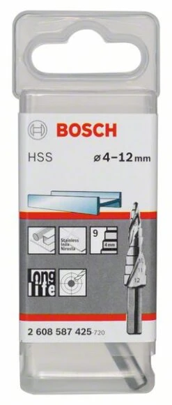 Bosch Stufenbohrer HSS, 4 - 12 Mm, 6 Mm, 66,5 Mm, 9 Stufen (2 608 587 425)
