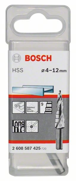 Bosch Stufenbohrer HSS, 4 - 12 Mm, 6 Mm, 66,5 Mm, 9 Stufen (2 608 587 425) 4 Bosch Stufenbohrer HSS, 4 - 12 Mm, 6 Mm, 66,5 Mm, 9 Stufen (2 608 587 425) – Bild 2