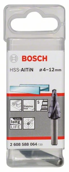Bosch Stufenbohrer HSS-AlTiN, 4 - 12 Mm, 6 Mm, 50 Mm, 5 Stufen (2 608 588 064)
