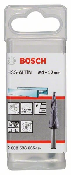 Bosch Stufenbohrer HSS-AlTiN, 4 - 12 Mm, 6 Mm, 66,5 Mm, 9 Stufen (2 608 588 065)