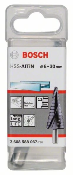 Bosch Stufenbohrer HSS-AlTiN, 6 - 30 Mm, 10 Mm, 93,5 Mm, 13 Stufen (2 608 588 067)