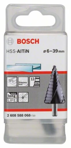 Bosch Stufenbohrer HSS-AlTiN, 6 - 39 Mm, 10 Mm, 93,5, 12 Stufen (2 608 588 068)