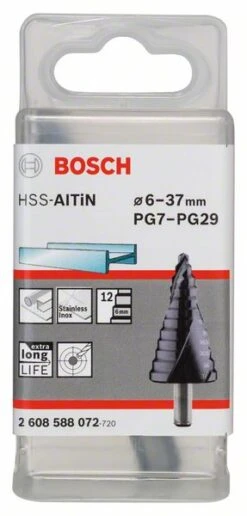 Bosch Stufenbohrer HSS-AlTiN, 6 - 37 Mm, 10 Mm, 93 Mm, 12 Stufen (2 608 588 072)