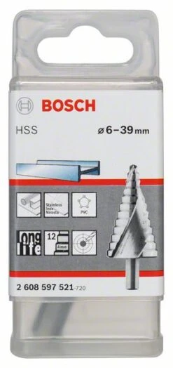 Bosch Stufenbohrer HSS, 6 - 39 Mm, 10 Mm, 93,5 Mm, 13 Stufen (2 608 597 521)