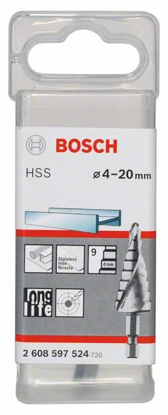 Bosch Stufenbohrer HSS, Sechskantschaft, 4 - 20 Mm, 1/4 Zoll, 70,5 Mm, 9 Stufen (2 608 597 524)