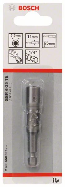 Bosch Steckschlüssel, 65 X 5,5 Mm, M 3, Tiefenanschlag 2 607 002 586 (2 608 550 557)