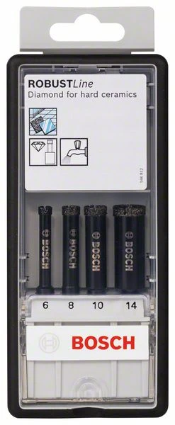 Bosch Diamantnassbohrer-Set Robust Line, 4-teilig, 6, 8, 10, 14 Mm (2 607 019 880)