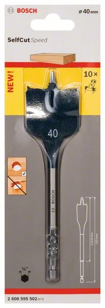 Bosch Flachfräsbohrer Self Cut Speed, Sechskant, 40 X 152 Mm (2 608 595 502)