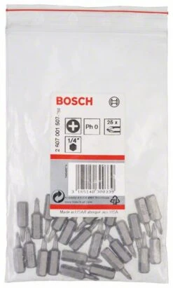 Bosch Schrauberbit Extra-Hart PH 0, 25 Mm, 25er-Pack (2 607 001 507)