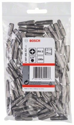 Bosch Schrauberbit Extra-Hart PH 3, 25 Mm, 100er-Pack (2 607 001 517)