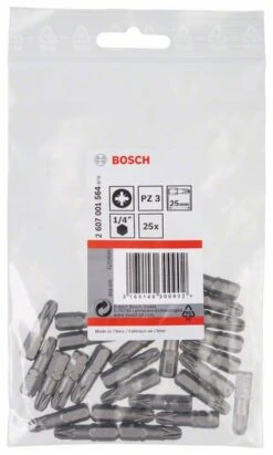 Bosch Schrauberbit Extra-Hart PZ 3, 25 Mm, 25er-Pack (2 607 001 564)