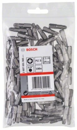 Bosch Schrauberbit Extra-Hart PZ 3, 25 Mm, 100er-Pack (2 607 001 565)