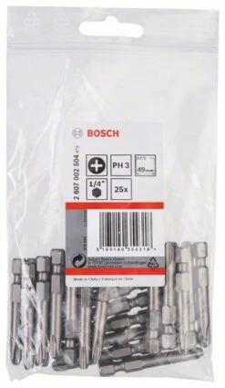 Bosch Schrauberbit Extra-Hart PH 3, 49 Mm, 25er-Pack (2 607 002 504)