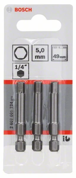 Bosch Schrauberbit Extra-Hart HEX 5, 49 Mm, 3er-Pack (2 607 001 734) 3 Bosch Schrauberbit Extra-Hart HEX 5, 49 Mm, 3er-Pack (2 607 001 734)