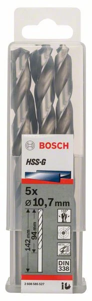 Bosch Metallbohrer HSS-G, DIN 338, 10,7 X 94 X 142 Mm, 5er-Pack (2 608 585 527) 4 Bosch Metallbohrer HSS-G, DIN 338, 10,7 X 94 X 142 Mm, 5er-Pack (2 608 585 527) – Bild 2