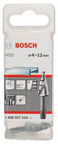 Bosch Stufenbohrer HSS, 4 - 12 Mm, 6 Mm, 50 Mm, 5 Stufen (2 608 597 518)