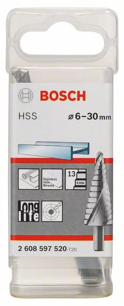 Bosch Stufenbohrer HSS, 6 - 30 Mm, 10 Mm, 93,5 Mm, 14 Stufen (2 608 597 520)