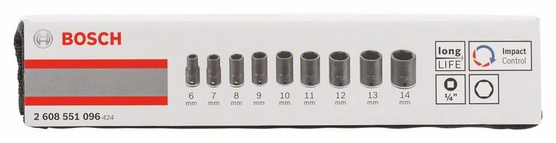 Bosch Steckschlüsseleinsätze-Set, 9-teilig, L 25 Mm, SW 6 - SW 14 (2 608 551 096) 3 Bosch Steckschlüsseleinsätze-Set, 9-teilig, L 25 Mm, SW 6 - SW 14 (2 608 551 096)