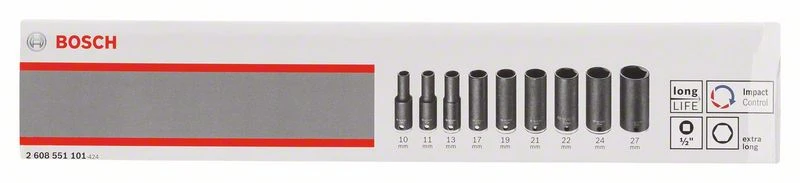 Bosch Steckschlüsseleinsätze-Set, 9-teilig, L 77 Mm, SW 10 - SW 27 (2 608 551 101) 3 Bosch Steckschlüsseleinsätze-Set, 9-teilig, L 77 Mm, SW 10 - SW 27 (2 608 551 101)