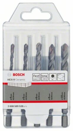 Bosch Fliesenbohrer-Set HEX-9 Ceramic, 5-teilig, 4 - 10 Mm (2 608 589 528)