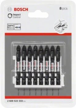 Bosch Doppelklingen Schrauberbit-Set Impact Control, 8-teilig, PH2-PZ2, 65 Mm (2 608 522 333)