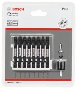 Bosch Doppelklingen Schrauberbit-Set Impact Control, 9-teilig, Diverse, 65 Mm (2 608 522 345)