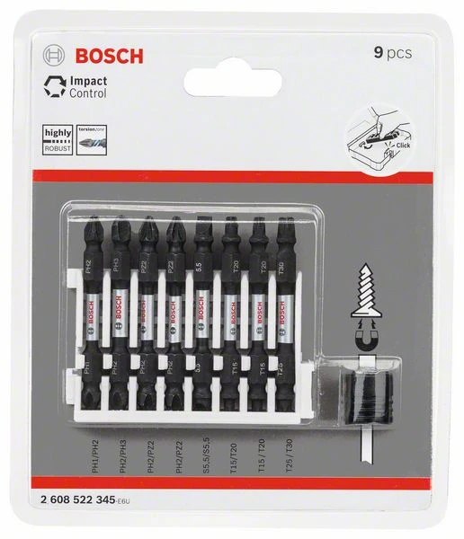 Bosch Doppelklingen Schrauberbit-Set Impact Control, 9-teilig, Diverse, 65 Mm (2 608 522 345) 4 Bosch Doppelklingen Schrauberbit-Set Impact Control, 9-teilig, Diverse, 65 Mm (2 608 522 345) – Bild 2