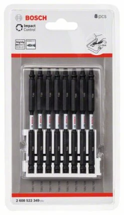 Bosch Doppelklingen Schrauberbit-Set Impact Control, 8-teilig, 4 X T20, 4 X T25,110 Mm (2 608 522 349)