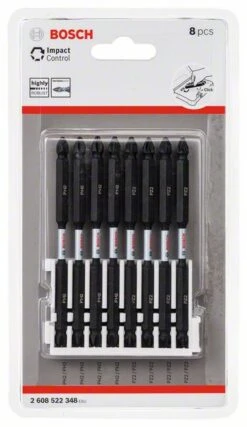 Bosch Doppelklingen Schrauberbit-Set Impact Control, 8-teilig, 4 X PH2, 4 X PZ2,110 Mm (2 608 522 348)