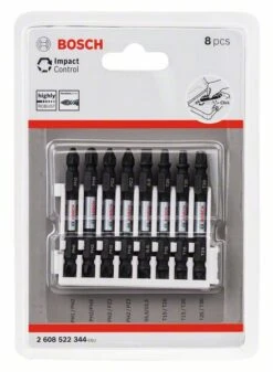 Bosch Doppelklingen Schrauberbit-Set Impact Control, 8-teilig, Diverse, 65 Mm (2 608 522 344)