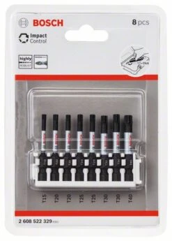 Bosch Schrauberbit-Set Impact Control, 8-teilig, 1 X T15, T40, 2x T20, T25, T30, 50 Mm (2 608 522 329)