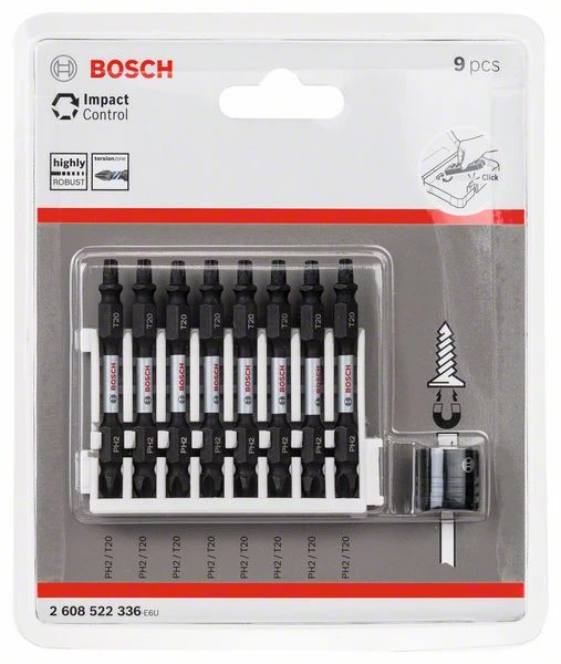 Bosch Doppelklingenbit-Set Impact Control, 9-teilig, PH2-T20, 65 Mm, Magnethülse (2 608 522 336) 3 Bosch Doppelklingenbit-Set Impact Control, 9-teilig, PH2-T20, 65 Mm, Magnethülse (2 608 522 336)