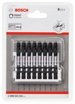 Bosch Doppelklingen Schrauberbit-Set Impact Control, 8-teilig, T30-T30, 65 Mm (2 608 522 341)