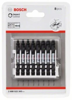 Bosch Doppelklingen Schrauberbit-Set Impact Control, 8-teilig, T15-20 / T25-30, 65 Mm (2 608 522 343)