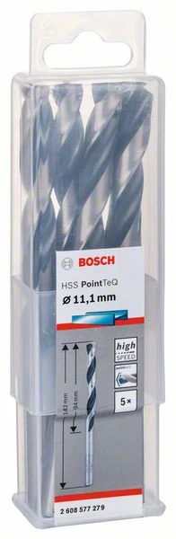 Bosch Metallspiralbohrer HSS PointTeQ, DIN 338, 11,1 Mm, 5er-Pack (2 608 577 279)