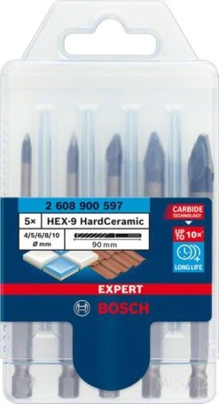 Bosch EXPERT HEX-9 HardCeramic Bohrer, 5tlg Set 4/5/6/8/10 (2 608 900 597)