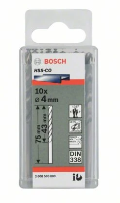 Bosch Metallbohrer HSS-Co, DIN 338, 3,6 X 39 X 70 Mm, 10er-Pack (2 608 588 090)